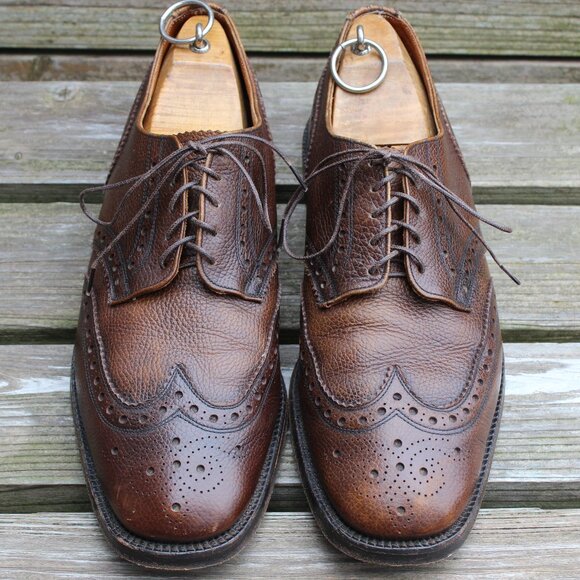 Vintage 70s Eaton's Exotic Oxhide Wingtips, Made in England, US Men's 10.5 E - Picture 3 of 12
